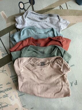 Gerber Short Sleeve Bodysuit Set - Gray, Light Blue, Rust, Sage, Blush